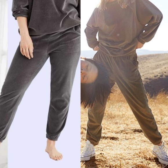 Aerie Velvet Velour Joggers Womens Size Medium Sweat Pants Elastic Waist Lounge - Picture 13 of 14